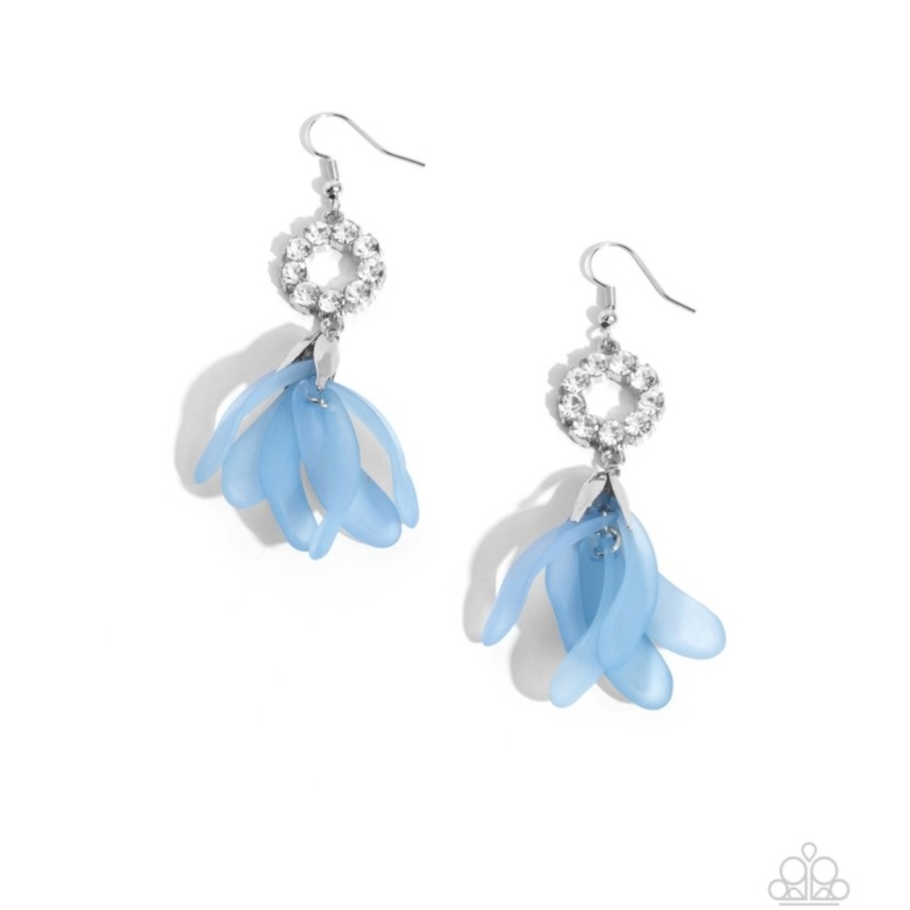 Profuse Petals - Blue Fish Hook Earrings